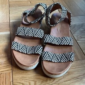 Cork Platform Sandals with Straw Straps